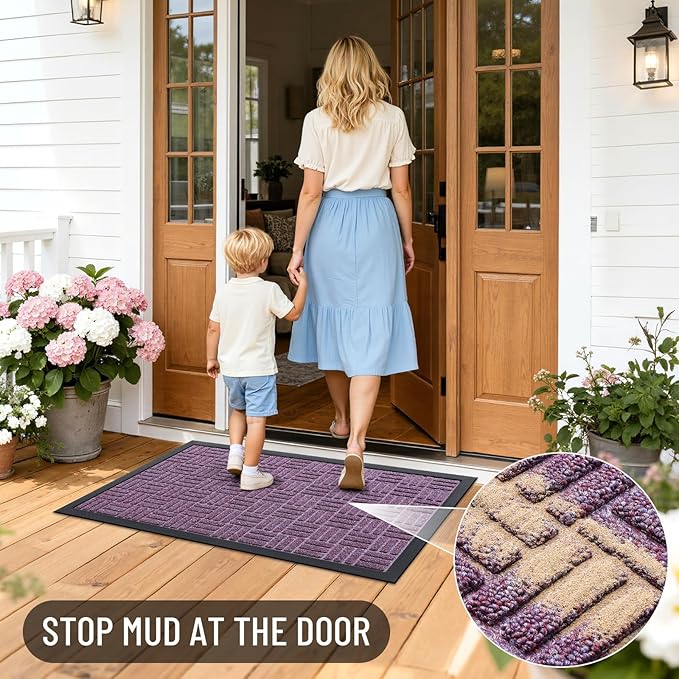 OLANLY Front Door Mat Outside Entrance 59x34, Heavy Duty Sturdy Natural Rubber - Image 6