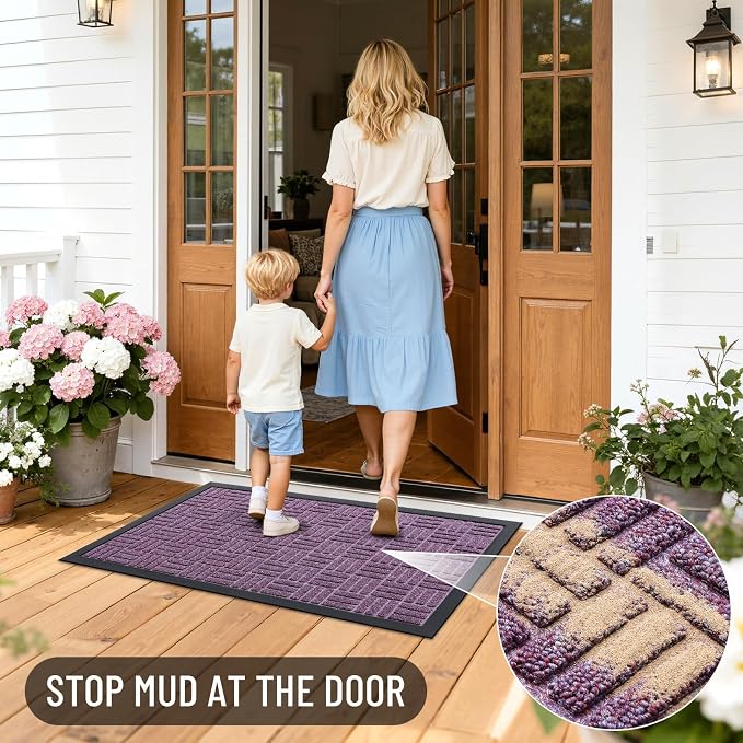 OLANLY Front Door Mat Outside Entrance 59x23, Heavy Duty Sturdy Natural Rubber - Image 6