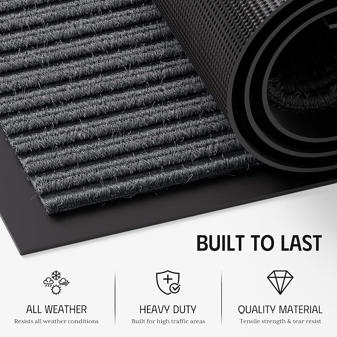 Front Door Mat 35"x23", Heavy Duty Low Profile Door Mat Indoor Entrance - Image 3