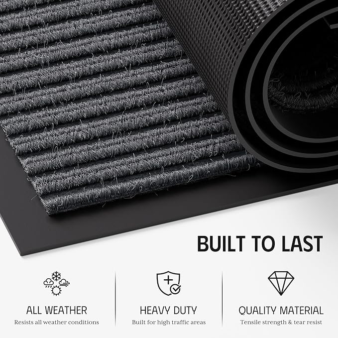 Front Door Mat Outside Entrance, Heavy Duty Dirt Trapper Dog Door Mats - Image 3