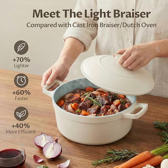 BEZIA 5.7 Quart Nonstick Ceramic Soup Stock Pot - Image 3