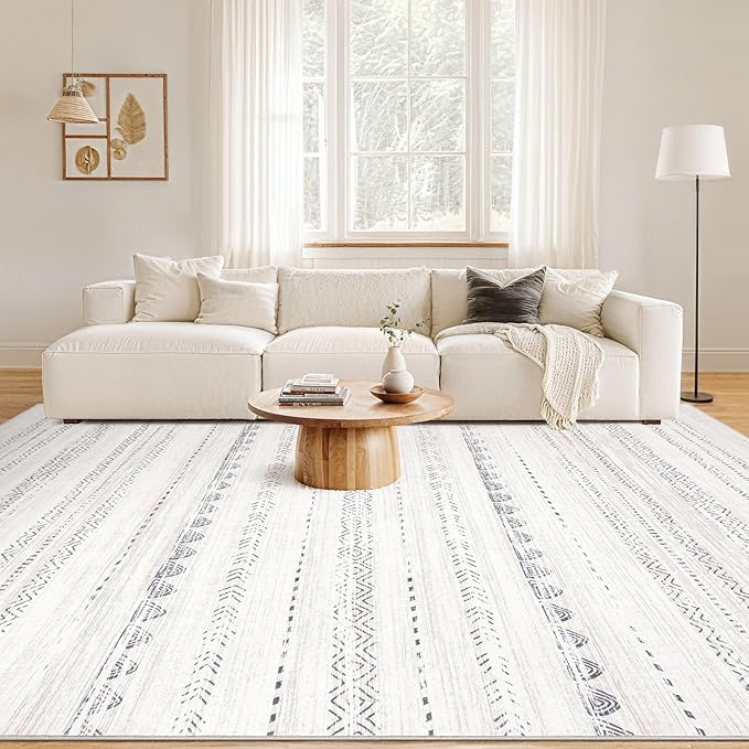 Nakagishi 6x9 Area Rugs Living Room: Washable Boho Large Neutral Soft Farmhouse - Image 4