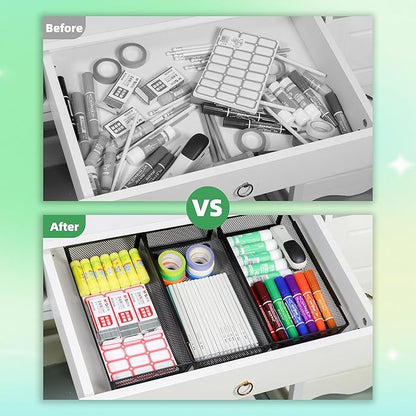 Mesh Tray Silverware Drawer Organizer, Utensil Cutlery Tray Office Supplies - Image 4