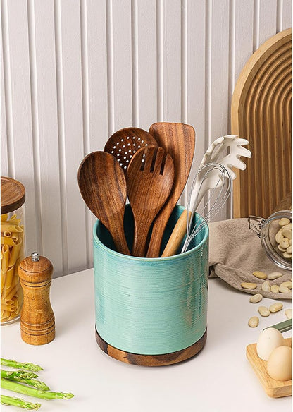 Utensil Holder, 360° Rotating Extra Large Ceramic Kitchen Utensil Holder - Image 5