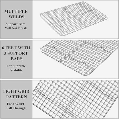 Baking Sheet with Cooling Rack Set, Deedro Stainless Steel Cookie Half Sheets - Image 4