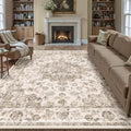 10x14 Neutral Area Rug Brown Vintage Living Room Bedroom Washable Carpet by WondRg