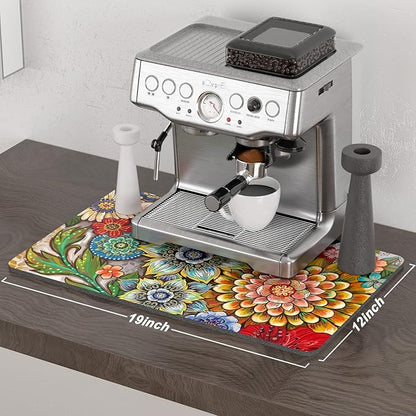 Rnivvi Coffee Mat, Hide Stain Rubber Backed Absorbent Dish Drying Pad - Image 2