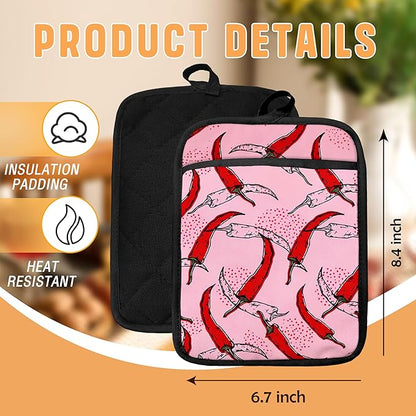 Pink Pepper Kitchen Pot Holders - Image 2