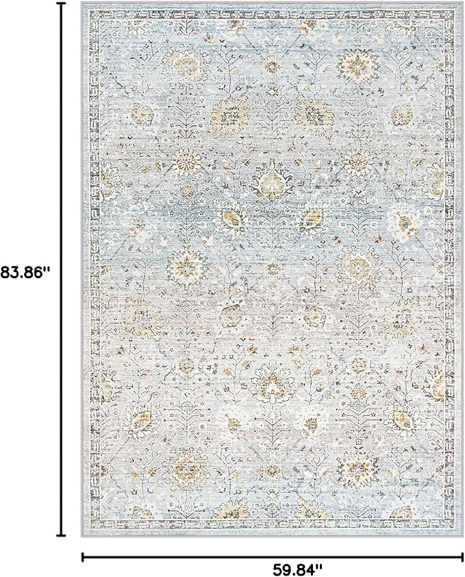 Lahome Flavie Boho Light Blue Area Rug 5x7 - Image 2