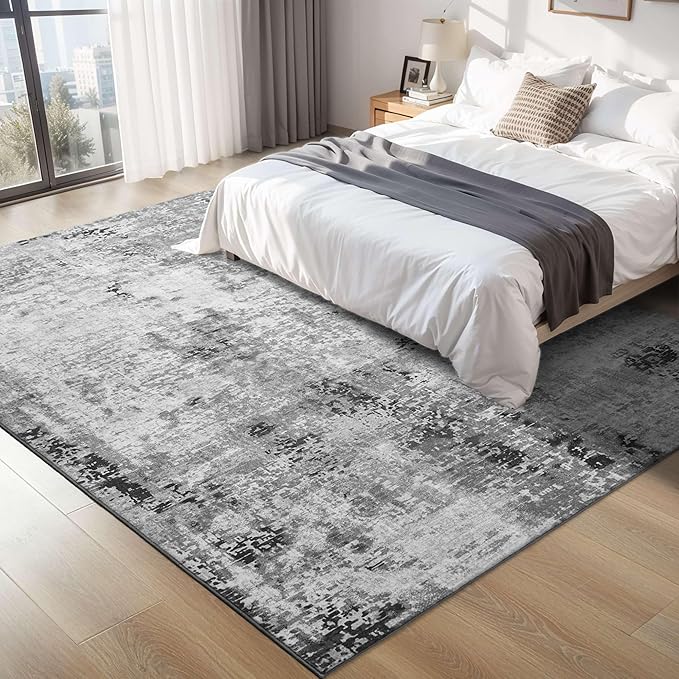 Living Room Rug 6x9 Gray Area Rug Machine Washable Boho Carpet Non Slip - Image 3