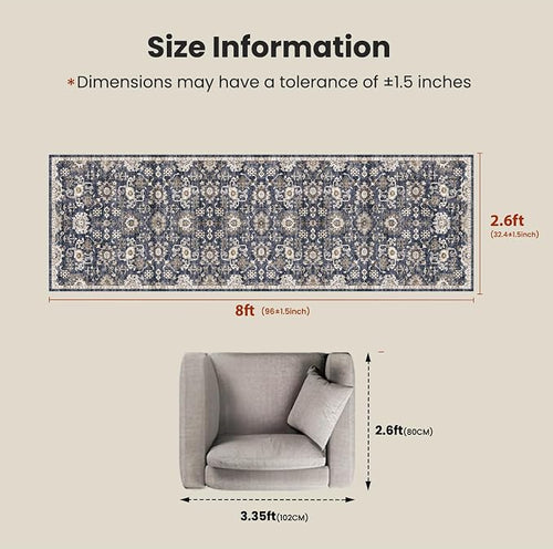 AMADA HOMEFURNISHING 2'6"x8' Washable Area Rug, Low-Profile Entryway Rug - Image 2
