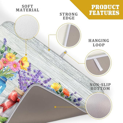 Kawani Spring Summer Flowers Dish Drying Mat - Image 4