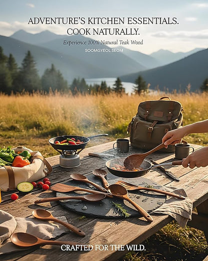 10-Piece Natural Teak Wood Utensil Set - Image 8