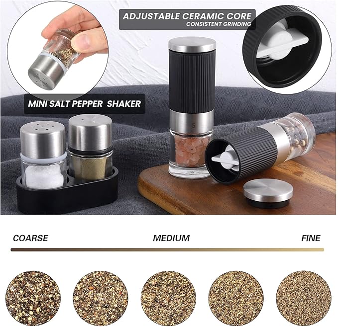VEVOK CHEF Mini Salt and Pepper Grinder set - Image 5