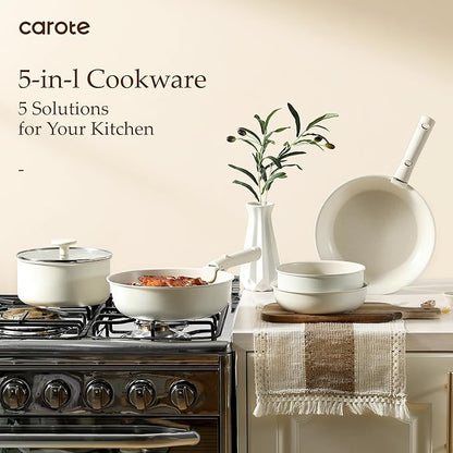 CAROTE 19pcs Pots and Pans Set, Nonstick Cookware Set Detachable Handle - Image 9