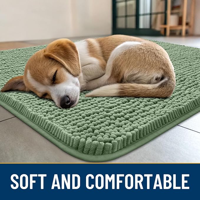 Smiry Dog Door Mat for Muddy Paws 30x20, Absorbent Dirt Trapper, Non-Slip - Image 2