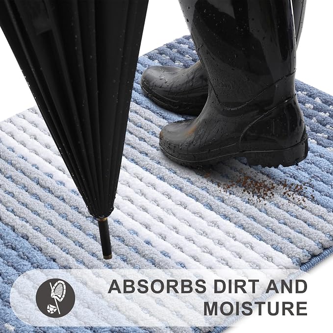 Kitinjoy Indoor Outdoor Door Mat, 48x32 Non-Slip Absorbent Dirt Trapper - Image 2