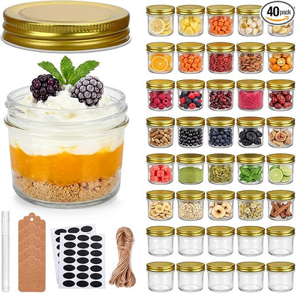 QAPPDA 4oz Glass Jars With Lids, Small Mason Jars Wide Mouth, Mini Canning Jars by QAPPDA