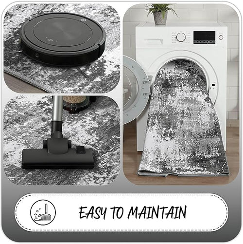 2x6 Rug Runners for Hallways Kitchen Non Slip Washable Grey Entryway Runner Rugs - Image 2