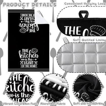Sratte 6 Pcs Kitchen Decor Accessories Set Farmhouse Towels Pot Holders Oven - Image 5