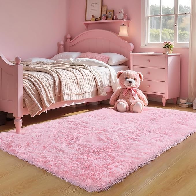 KICHOWUA Area Rug 5x7 Pink Fluffy Shag – Ultra Soft Plush Fuzzy Washable - Image 7