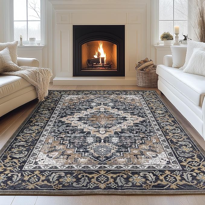 Lessymo Area Rugs 6x9, Machine Washable Area Rug, Super Soft Faux-Wool Area Rugs - Image 3