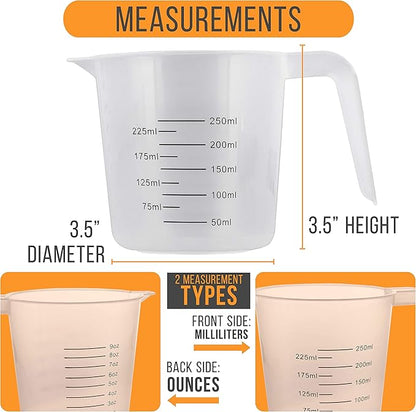 U.S. Kitchen Supply Plastic Measuring Cups - 8 oz Liquid Measuring Cup Set of 6 - Image 3
