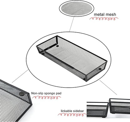 Mesh Tray Silverware Drawer Organizer Utensil Cutlery Tray Office Supplies - Image 6