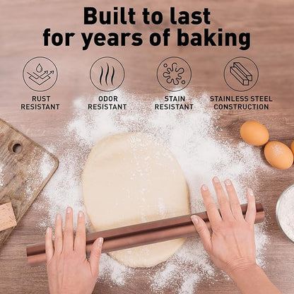 Zulay Kitchen 15.9 inch Professional Stainless Steel Rolling Pin - Image 3