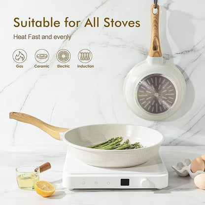 SENSARTE Nonstick Ceramic Frying Pan Skillet, 10 Inch Omelet Pan, Healthy Non - Image 3