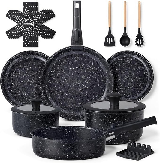 Ammeloo 21 Pcs Pots and Pans Set Non Stick, Ceramic Kitchen Cookware Set by Unknown