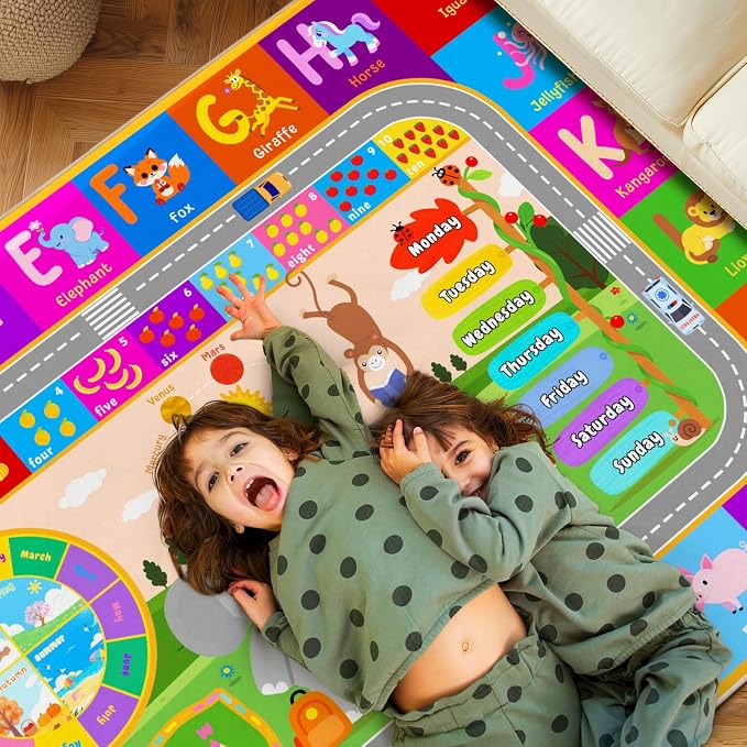 Pionblank Kids Area Rug for Bedroom Preschool, 4x5 Educational Playmat for - Image 6