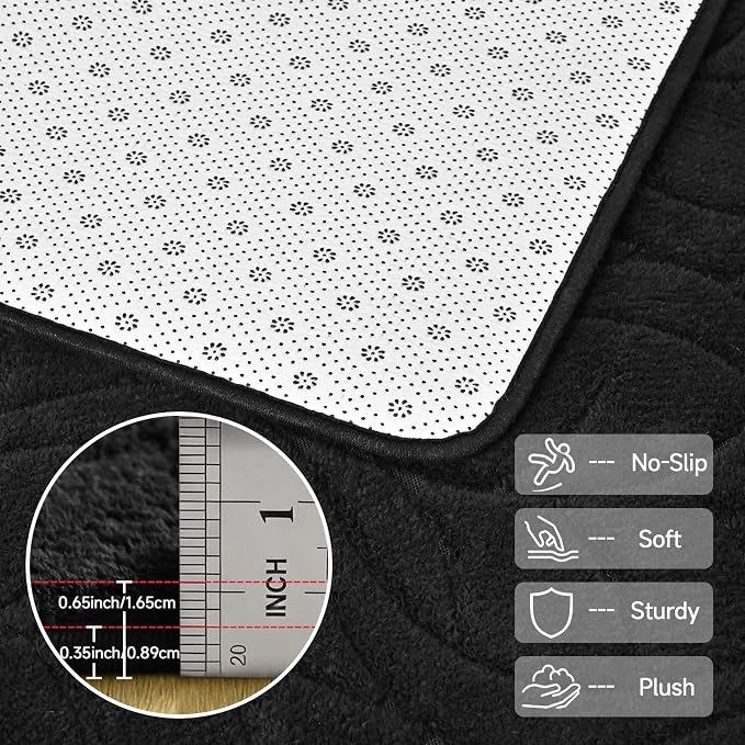 5x7 Black Washable Area Rug for Bedroom Living Room, Leaf Geometric Patter Shag - Image 6