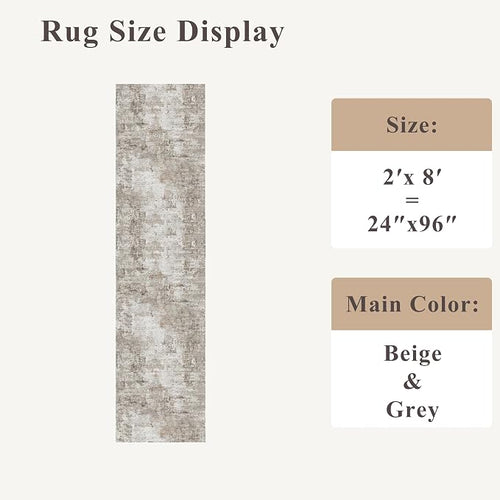 2x8 Washable Non-Slip Hallway Runner Rug – Modern Abstract Soft Carpet - Image 2