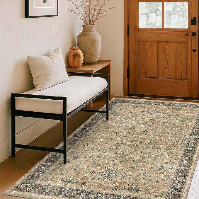 Hazo Haus Washable 3x6 Large Mudroom Area Rug, Bohemian Kitchen Floor Rug - Image 8