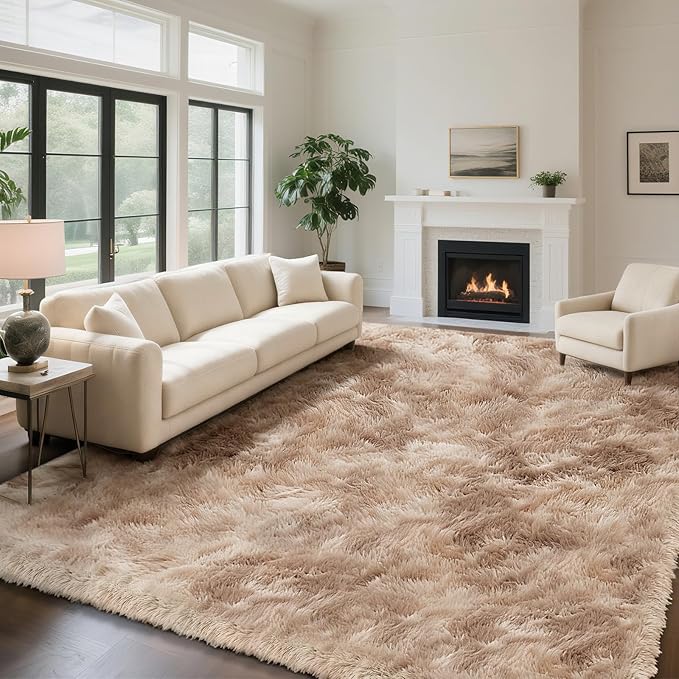 yongyangjuxin Fluffy Rug Shag Area Rug, Mottling Beige 9x12 Area Rugs by Yongyangjuxi