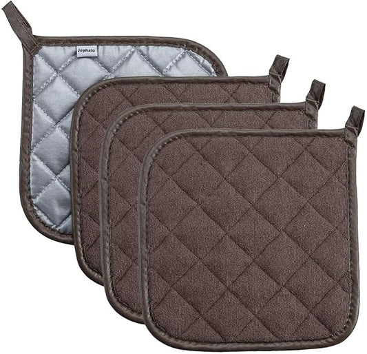 Joyhalo 4 Pack Pot Holders for Kitchen, Cotton Oven Holder by Joyhalo