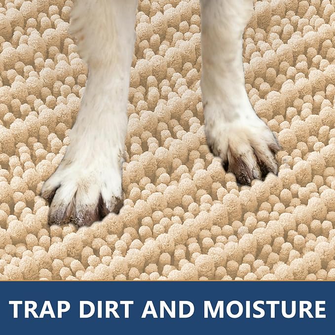 Smiry Dog Door Mat for Muddy Paws 36x24, Absorbent Dirt Trapper, Non-Slip - Image 4