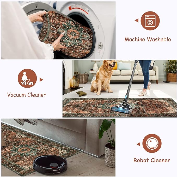 Moynesa Washable Rug Runners for Hallways, Boho 2'6"x8' Runner Rug Non-Slip - Image 3