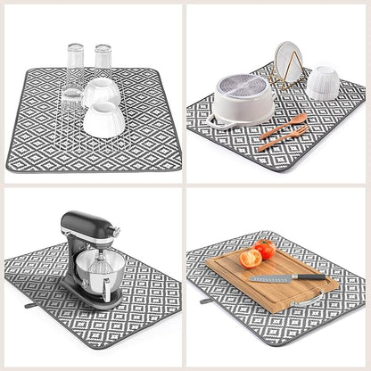 Subekyu 2 Pack Dish Drying Mat, 24*18 inch Ultra Absorbent Microfiber Dishes - Image 6