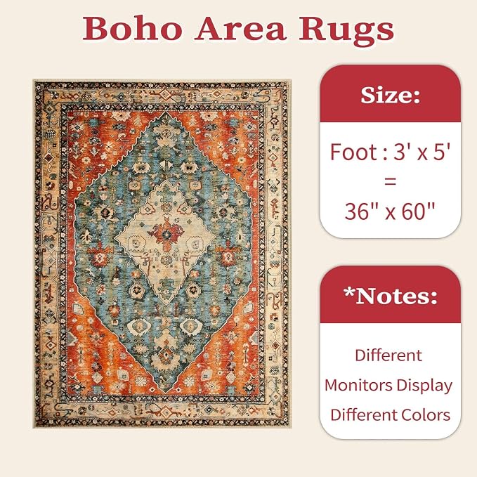 SERISSA Area Rug 3x5 Boho Tribal Rugs - Image 8