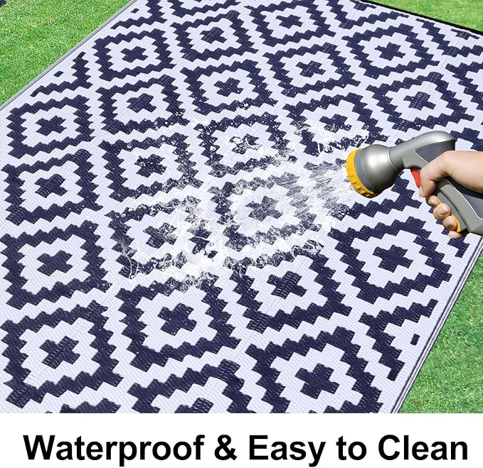 Smiry Waterproof Outdoor Rug 6x9 ft, Reversible Plastic Straw Patio Camping Rugs - Image 2