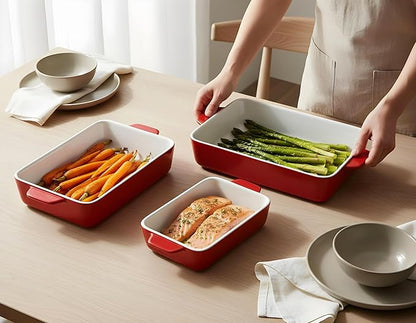 Kook Ceramic Bakeware Set, Rectangular Baking Dishes, - Image 2