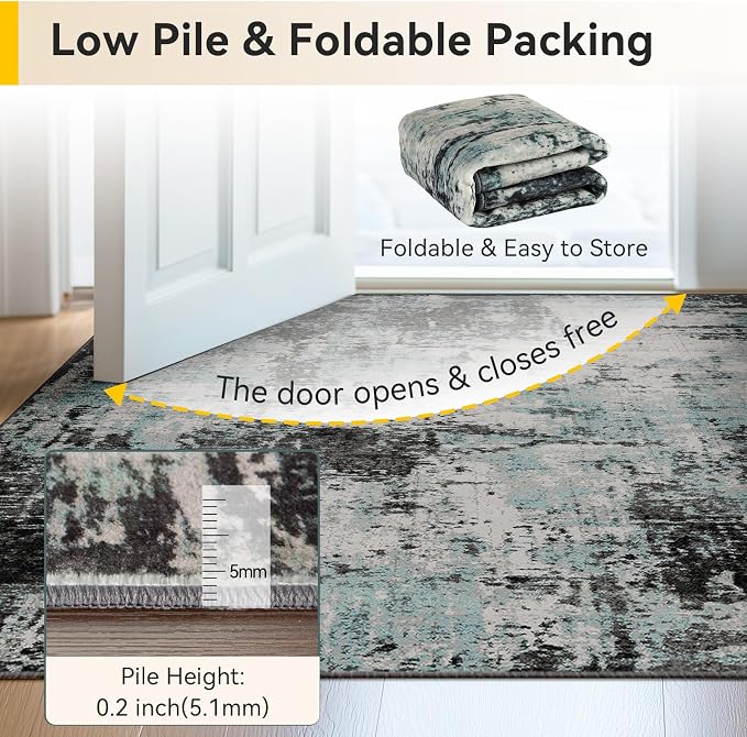RELEANY Washable Area Rugs 6'x8' Non-Slip Modern Abstract Soft - Image 6