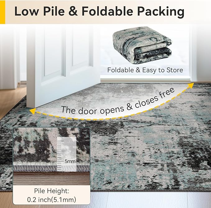 RELEANY Washable Area Rugs 8'x10' Non-Slip Modern Abstract Soft - Image 6
