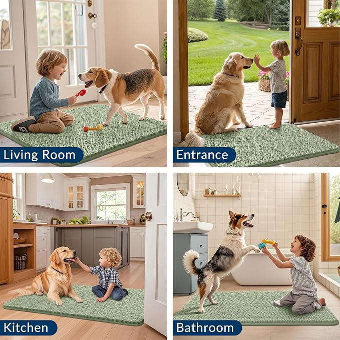 Smiry Dog Door Mat for Muddy Paws 59x24, Absorbent Dirt Trapper, Non-Slip - Image 7