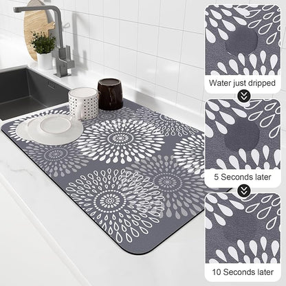 LuxStep Dish Drying Mat Super Absorbent Kitchen Counter Mat Rubber Backing - Image 4
