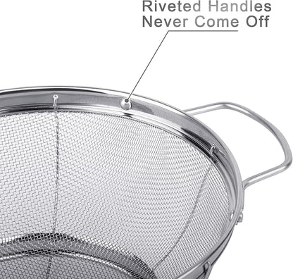 3 Pack 18/8 Stainless Steel Colander Sieves, Mesh Strainer Net Baskets - Image 3
