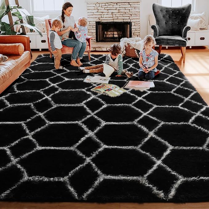 ONASAR Large Area Rugs for Living Room, 7x10 Black and White Rug, Boho Thick - Image 8