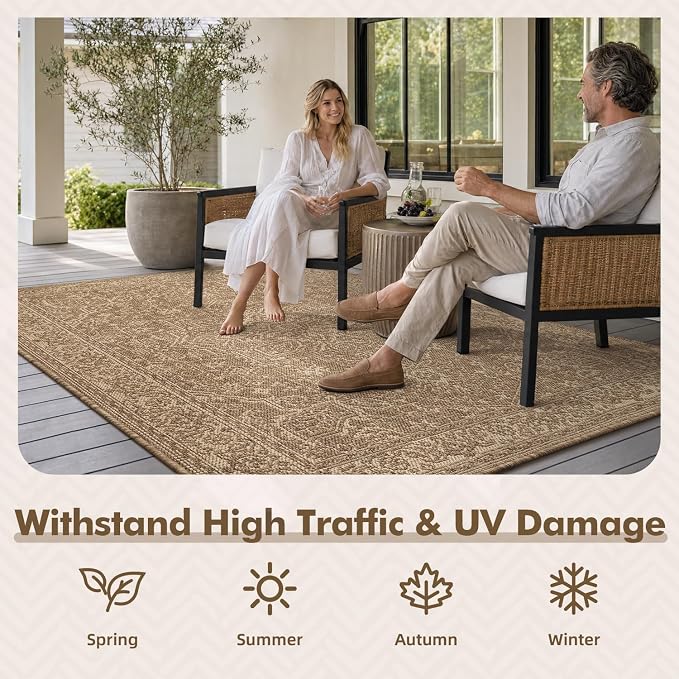 MontVoo-Outdoor Rug-Patio Rug 6x9 ft Polypropylene Indoor Outdoor Rugs Carpet - Image 8